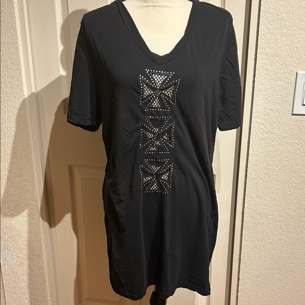 Black CutOut Biker Chick Tshirt Dress